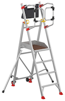 Plateforme roulante pliable en aluminium charge 150 kg - 4 marches - hauteur de travail : 3,00 m