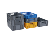 Bac gerbable emboîtable unicolore 36 litres fond plein parois pleines - dimensions : L 600 x l. 400 x H 190 mm - coloris gris en PP