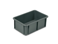 Bac 35 litres gerbable en PEHD fond plein parois pleines - dimensions : L 595 x l. 395 x H 215 mm - coloris gris