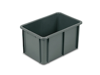 Bac 55 litres gerbable en PEHD fond plein parois pleines - dimensions : L 595 x l. 395 x H 320 mm - coloris gris