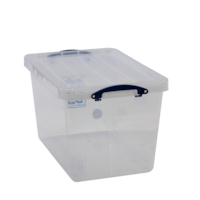 Bac gerbable emboîtable transparent avec couvercle fond renforcé - Capacité : 56 litres - Dimensions ext. : L 600 x l. 400 x H 350 mm