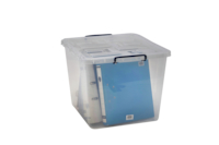 Bac gerbable emboîtable transparent avec couvercle fond renforcé - Capacité : 60 litres - Dimensions ext. : L 520 x l. 460 x H 385 mm