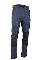 Pantalon stretch bicolore 68 % sergé, 30 % coton; 2% élasthanne - Tailles 38 à 60 - coloris Marine / Noir