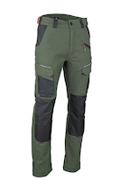 Pantalon stretch bicolore 68 % sergé, 30 % coton; 2% élasthanne - Tailles 38 à 60 - coloris Kaki / Noir