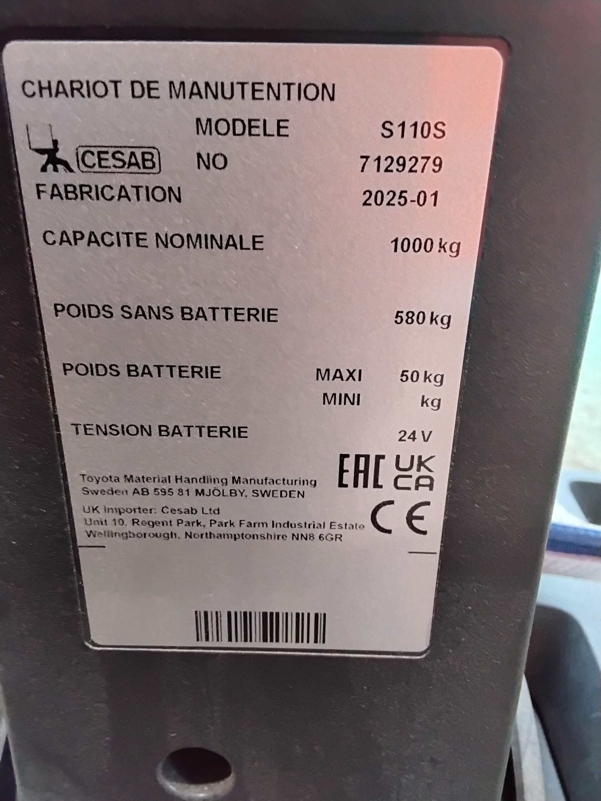 Gerbeur 1t électrique poutre Cesab S110S – Image 5